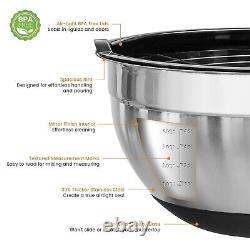 ROYDX Stainless Steel Mixing Bowls With BPA Free Airtight Lids &3 Grater Atta