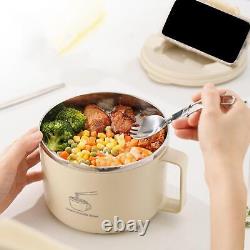 Ramen Bowl with Lid Portable Heat Insulated Noodles Mug for Office Apartment