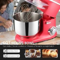 Red Stainless Steel Tilt 600W Electric Kitchen Food Dough Mixer with 6 Quart Bowl