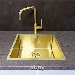 Reginox Miami Stainless Steel Sink Gold Finish Single Bowl 500 x 400 FREE Waste