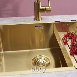 Reginox Miami Stainless Steel Sink Gold Finish Single Bowl 500 x 400 FREE Waste