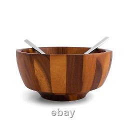 Rivet Salad Bowl with Servers Large Wooden Bowl with Serving Utensils for F