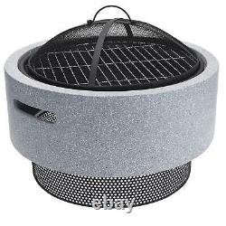 Round Resin Fire Bowl Pit American Style Charcoal BBQ Outdoor Garden Patio