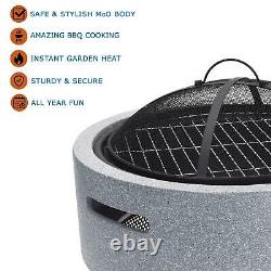 Round Resin Fire Bowl Pit American Style Charcoal BBQ Outdoor Garden Patio