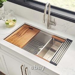 Ruvati 32-inch Undermount Workstation Kitchen Sink Single Bowl RVH8300