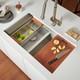 Ruvati 33inch Workstation Rounded Corner 50/50 Double Bowl Kitchen Sink- Rvh8351