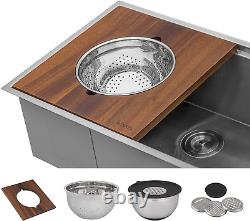 Ruvati Wood Platform with Mixing Bowl and Colander (Complete Set) for Workstatio