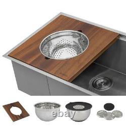 Ruvati Wood Platform with Mixing Bowl and Colander (complete set) for