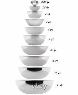 (Set of 10) Stainless Steel Mixing Bowls Set by Tezzorio, Nesting / Prep Bowls