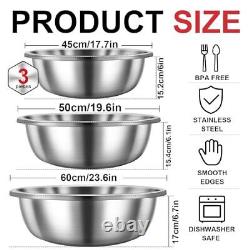 Set of 3 Extra Large Stainless Steel Mixing Bowls Large Mixing Bowl Easy to C