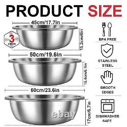 Set of 3 Extra Large Stainless Steel Mixing Bowls Large Mixing Bowl Easy to C
