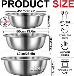 Set of 3 Extra Large Stainless Steel Mixing Bowls Large Mixing Bowl Easy to Clea