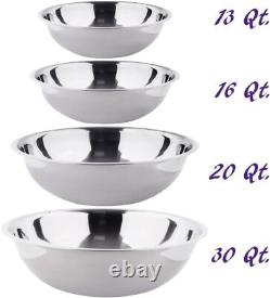 (Set of 4) Stainless Steel Mixing Bowls, 13-16-20-30 Quart Mixing Bowl Set