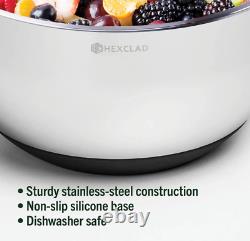 Set of Three Stainless Steel Mixing and Storage Bowls with Air-tight Vacuum Seal