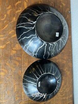 Signed Michael Aram Serving Bowls Africa Collection Black Stainless Steel Dome