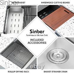 Sinber 33'' 16 Gauge Single Bowl Stainless Steel Farmhouse Apron Kitchen Sink