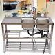 Sink Bowl Stainless Steel Kitchen Two-bowl Catering Prep Table Commercial Home