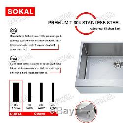 Sokal 33 x 21 Inch Single Bowl Farmhouse Apron Front Stainless Steel Sinks