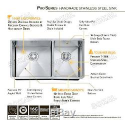 Sokal 33X19X10 16 Gauge Double Bowls Stainless Steel Undermount Kitchen Sinks