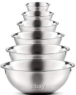 Solid Mixing Bowl Set Made Of Stainless Steel (6 Pieces, Silver) For Kitchen