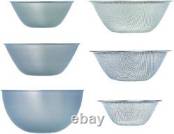 Sori Yanagi Set of 6 Stainless Steel Mixing Bowl Colanders Silver Made in Japan