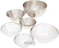 Sori Yanagi Set of 6 Stainless Steel Mixing Bowl Colanders Silver Made in Japan