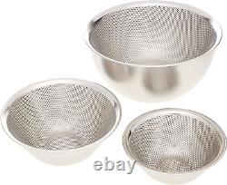 Sori Yanagi Set of 6 Stainless Steel Mixing Bowl Colanders Silver Made in Japan