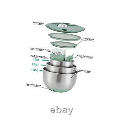 Stainless Mixing Bowls with Slicer, Set of 3 Steel Bowls with 5 different Veg