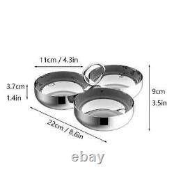 Stainless Steel 3-compartment Serving Bowl Round Snack Dish Side Plates for