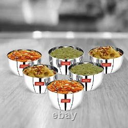 Stainless Steel Dinner Bowl Set Katori Vati For Soup Dessert Rice Curry 12 Pcs