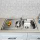 Stainless Steel Kitchen Sink Inset 1.5 Bowl Reversible Drainer + Free Wastes