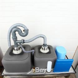 Stainless Steel Kitchen Sink Undermount Vessel 2 Bowl Set +Kitchen Mixer Faucet