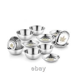 Stainless Steel Maple 6 PCS Curry Bowl & 6 Pcs Dessert Dish Heavy Gauge