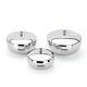 Stainless Steel Mirror Finish Dinner Ware Server Bowl Set With Lid, Set Of 3 Pcs