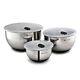 Stainless Steel Mixing Bowl Set, 3-piece With Vacuum Seal Lids And Non-slip B
