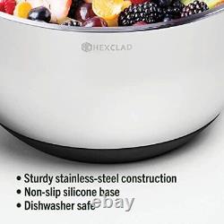 Stainless Steel Mixing Bowl Set, 3-Piece with Vacuum Seal Lids and Non-Slip B