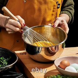 Stainless Steel Mixing Bowl Set, 3-Piece with Vacuum Seal Lids and Non-Slip Base