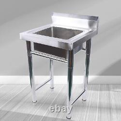 Stainless Steel Mount Standing Kitchen Sink Single Bowl Commercial Sink 250mm