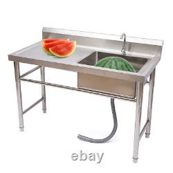 Stainless Steel Sink Bowl Commercial Kitchen Catering Prep Table+One Compartment