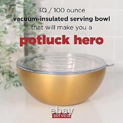 Stylish 3Q Insulated Bowl for Hot/Cold Food Perfect for Potlucks & Tailgates