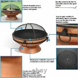 Sunnydaze 30 Fire Pit Steel with Copper Finish with Handles and Spark Screen