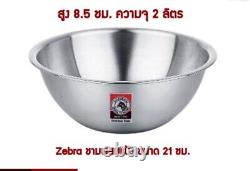 Thai Stainless Steel Zebra Brand Mixing Bowl Set 18-21-24 cm Free 15 cm (4pcs)