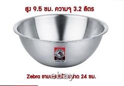 Thai Stainless Steel Zebra Brand Mixing Bowl Set 18-21-24 cm Free 15 cm (4pcs)