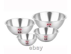 Thai Stainless Steel Zebra Brand Mixing Bowl Set 18-21-24 cm Free 15 cm (4pcs)