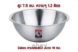 Thai Stainless Steel Zebra Brand Mixing Bowl Set 18-21-24 cm Free 15 cm (4pcs)