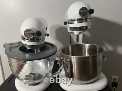 Two kitchen aid mixing bowls. Model k5ss. One heavy duty and one classic