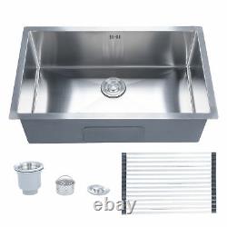 Undermount Stainless Steel Kitchen Sink Single Bowl 28 x 18 x 9 with Grid
