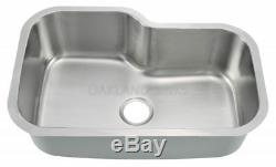 Undermount Stainless Steel Single Bowl Offset Kitchen Sink & FREE strainer