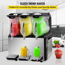VEVOR Slush Machine Frozen Drink Machine 3x10L 360° Mixing for Juice Tea 1250W