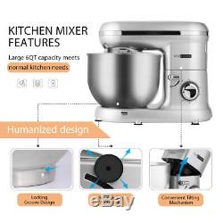 VIVOHOME Electric 6-Speed Stand Mixer Tilt-Head Stainless Steel Bowl 650W Silver